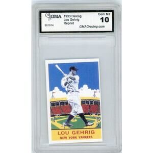 1933 Delong Gum Reprint #7 Lou Gehrig Yankees HOF GMA 10